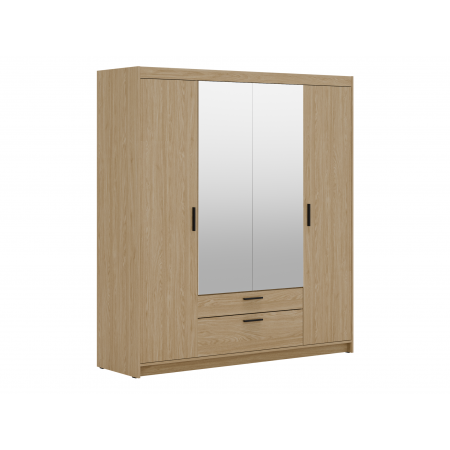 Szafa z lustrem szufladami 176 cm garderoba TRINO dąb olejowany